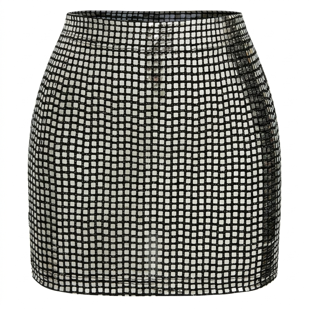 Festive Mini Skirt with Sparkling Mesh