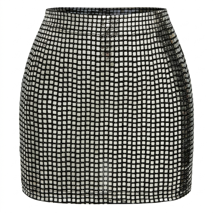 Festive Mini Skirt with Sparkling Mesh