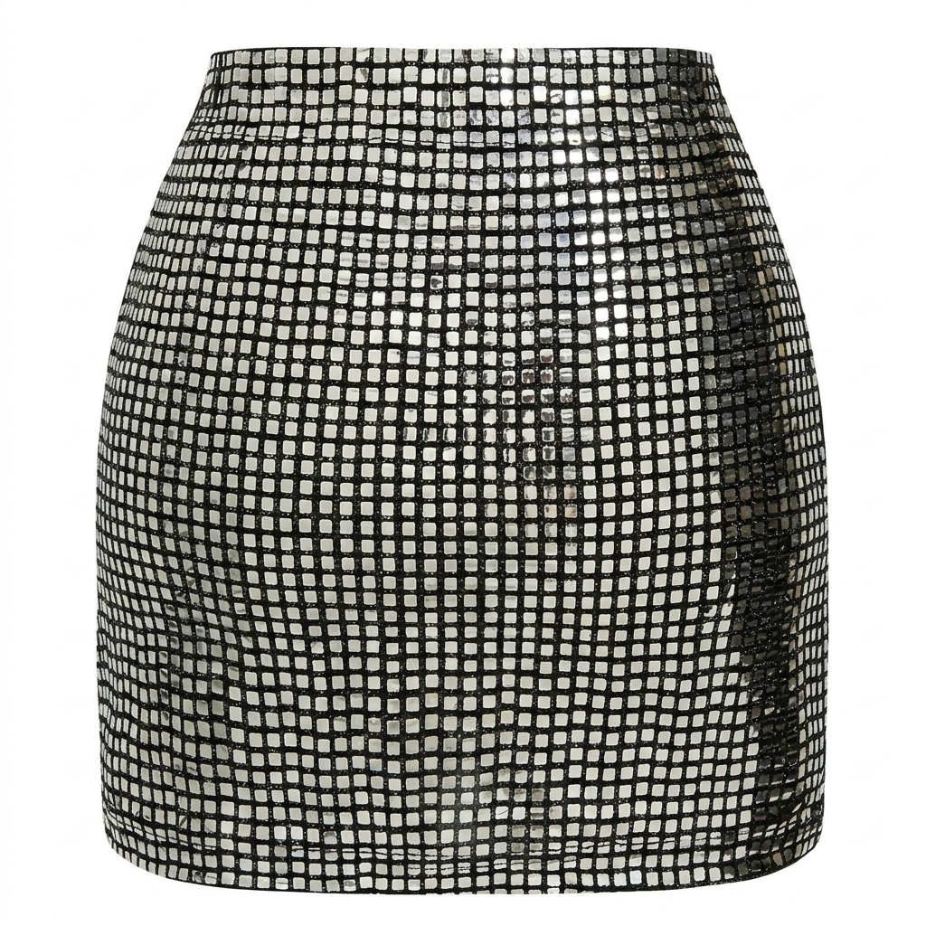 Festive Mini Skirt with Sparkling Mesh