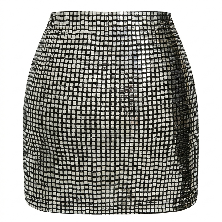 Festive Mini Skirt with Sparkling Mesh
