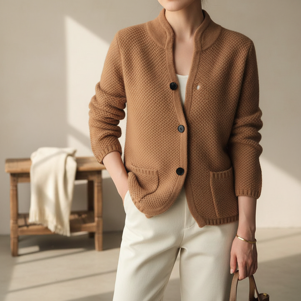 Figure-flattering cardigan sweater
