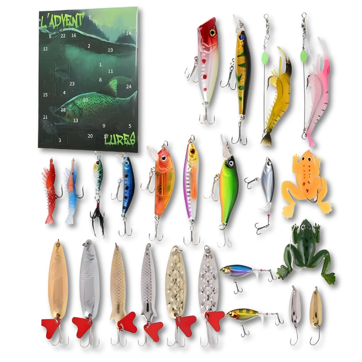 Fishing Advent Calendar with 24 Lures | Christmas Countdown with Daily Surprises | Metal &amp; PP