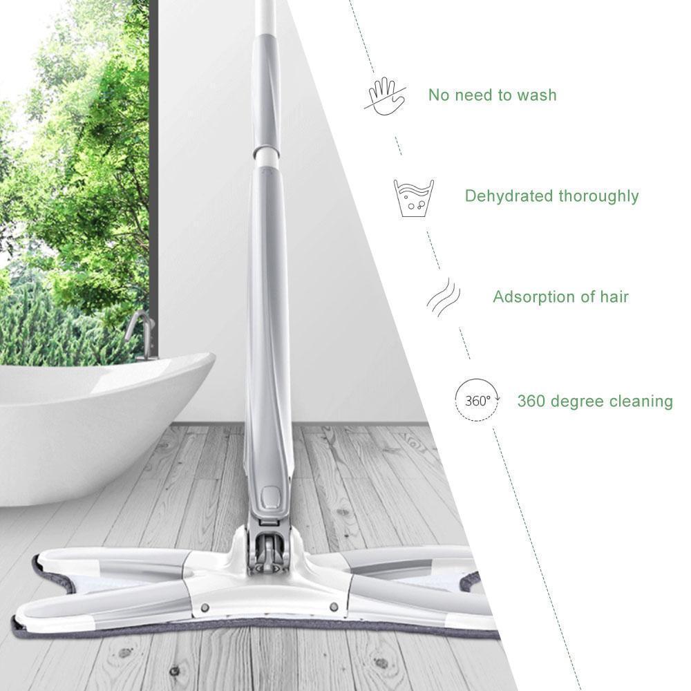 Flexible X-Shaped Floor Mop with Rotating Swivel Cleaning Head