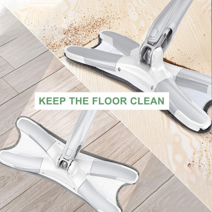 Flexible X-Shaped Floor Mop with Rotating Swivel Cleaning Head