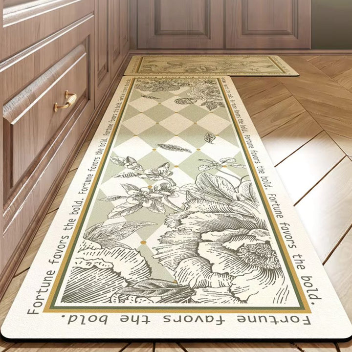 Floral Quick-Dry Kitchen Mat