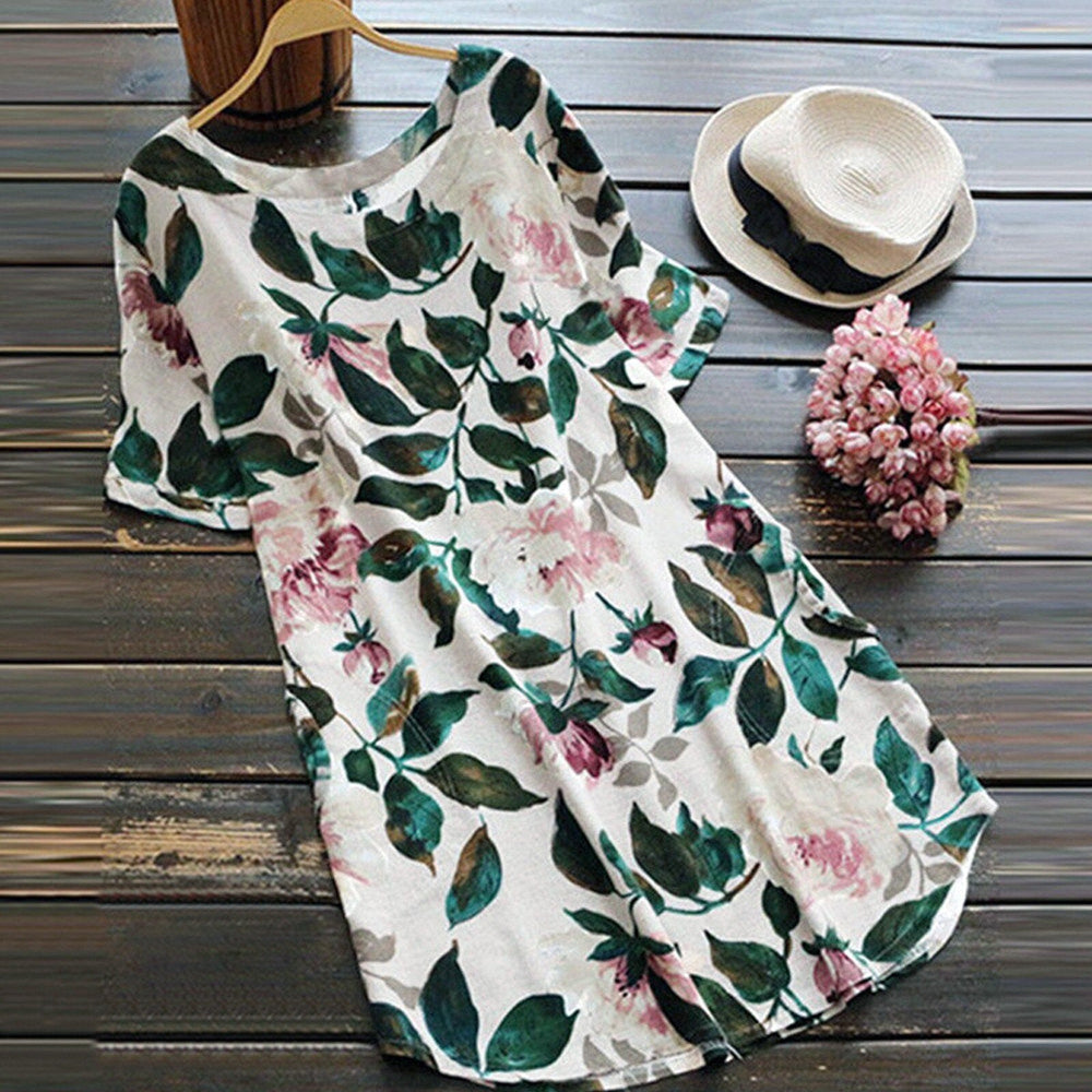 Flower Printed Short Sleeve Dress