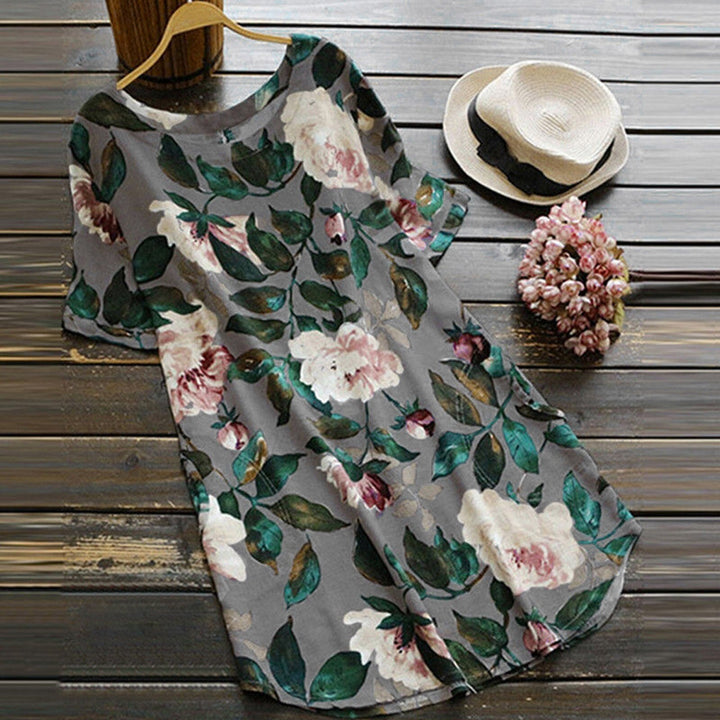 Flower Printed Short Sleeve Dress