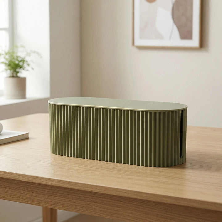 Fluted Cable Management Box with Flat Storage Lid