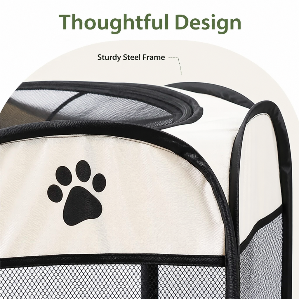 Foldable Pop-Up Mesh Pet Tent with Zippered Doors