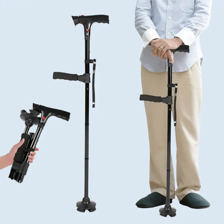 Folding Walking Cane with LED Light and Alarm