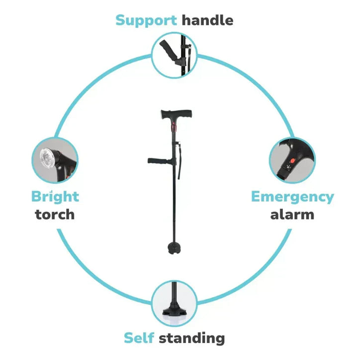 Folding Walking Cane with LED Light and Alarm