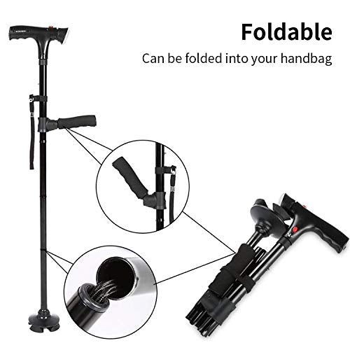 Folding Walking Cane with LED Light and Alarm
