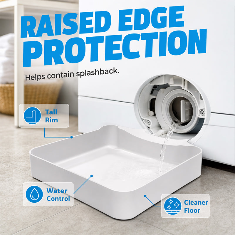 Front-Loading Washing Machine Drain Pan with High Anti-Splash Rim