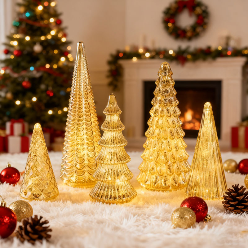 Full Set of Glowing Christmas Trees