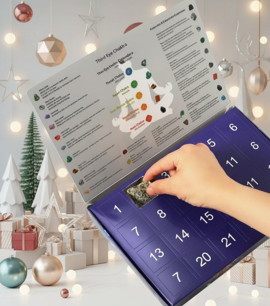 Gemstone Advent Calendar with 24 Natural Stones and Daily Compartments