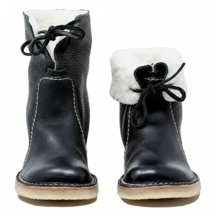 Genuine Leather Wool-Lined Thermal Hiking Boots