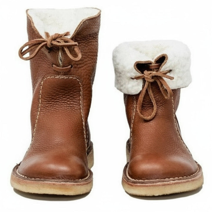 Genuine Leather Wool-Lined Thermal Hiking Boots