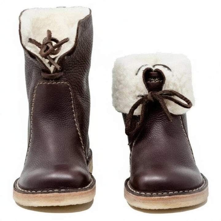 Genuine Leather Wool-Lined Thermal Hiking Boots