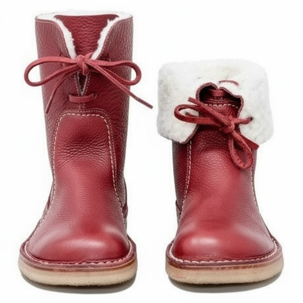 Genuine Leather Wool-Lined Thermal Hiking Boots