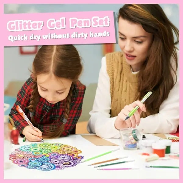 Glitter Gel Pen Set | Smooth-Gliding, Smudge-Proof &amp; Acid-Free | Fine Tip