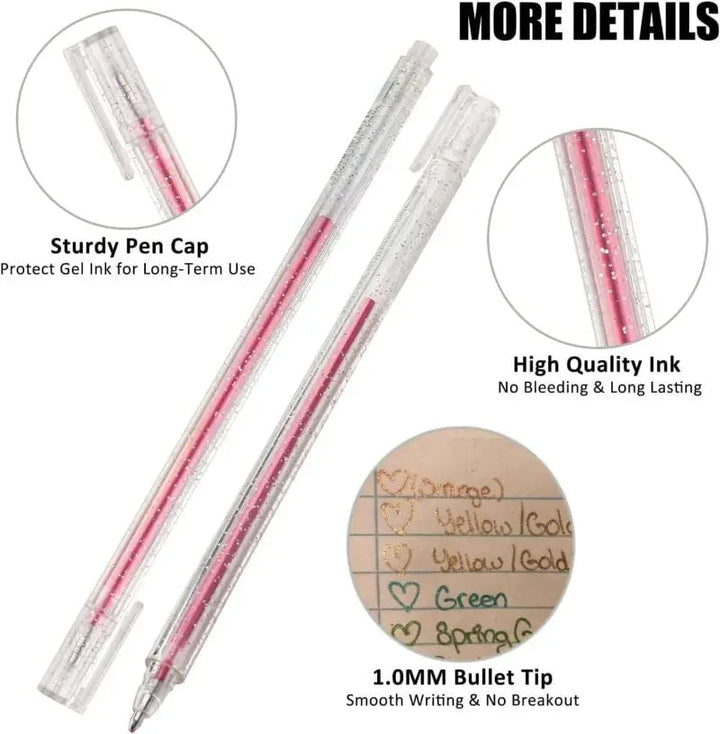 Glitter Gel Pen Set | Smooth-Gliding, Smudge-Proof &amp; Acid-Free | Fine Tip