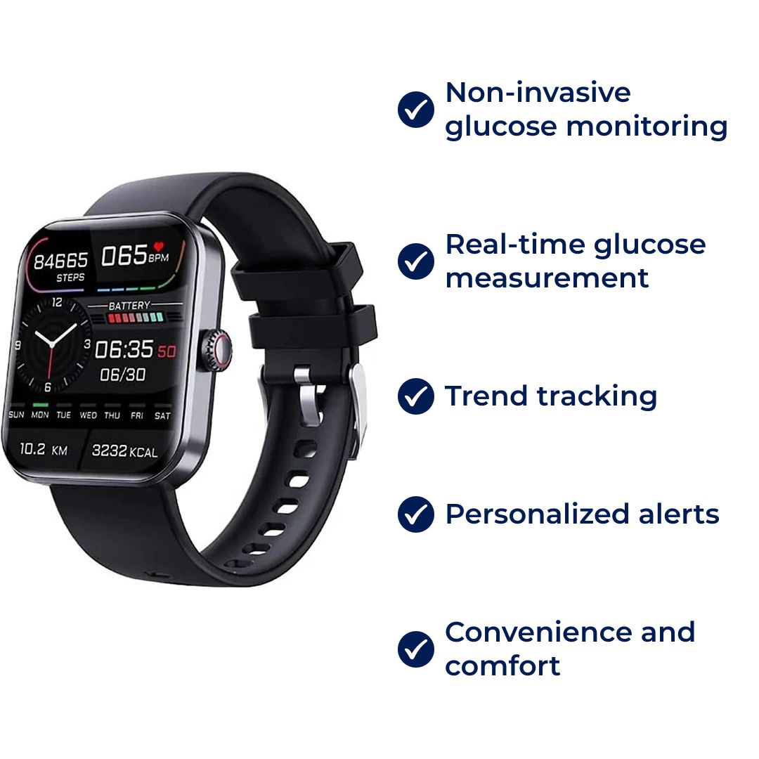 Glucowatch | Non-Invasive Blood Glucose Smartwatch – Real-Time Monitoring, Trend Tracking &amp; Personalised Alerts Niki