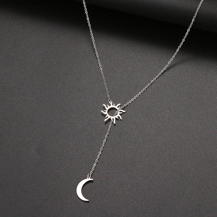 Gold / Silver-Plated Flat Sun and Moon Totem Pendant Necklace