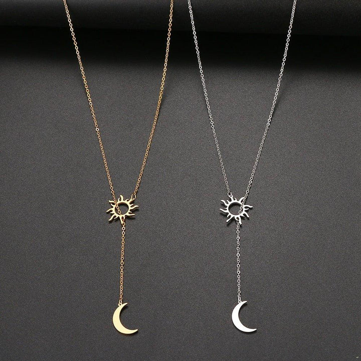 Gold / Silver-Plated Flat Sun and Moon Totem Pendant Necklace