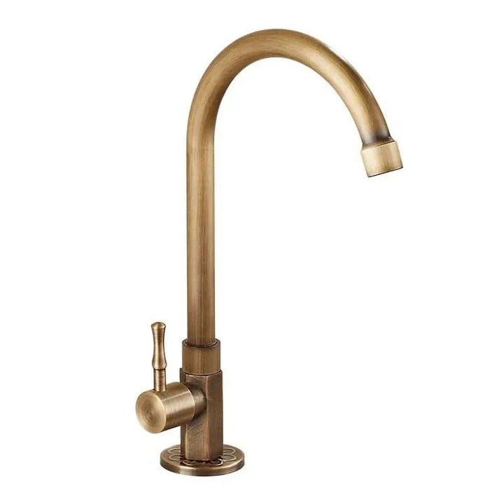 GOLDENSWAN – Antique Brass Swan Neck Faucet for Kitchen &amp; Bathroom