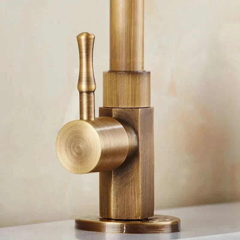 GOLDENSWAN – Antique Brass Swan Neck Faucet for Kitchen &amp; Bathroom
