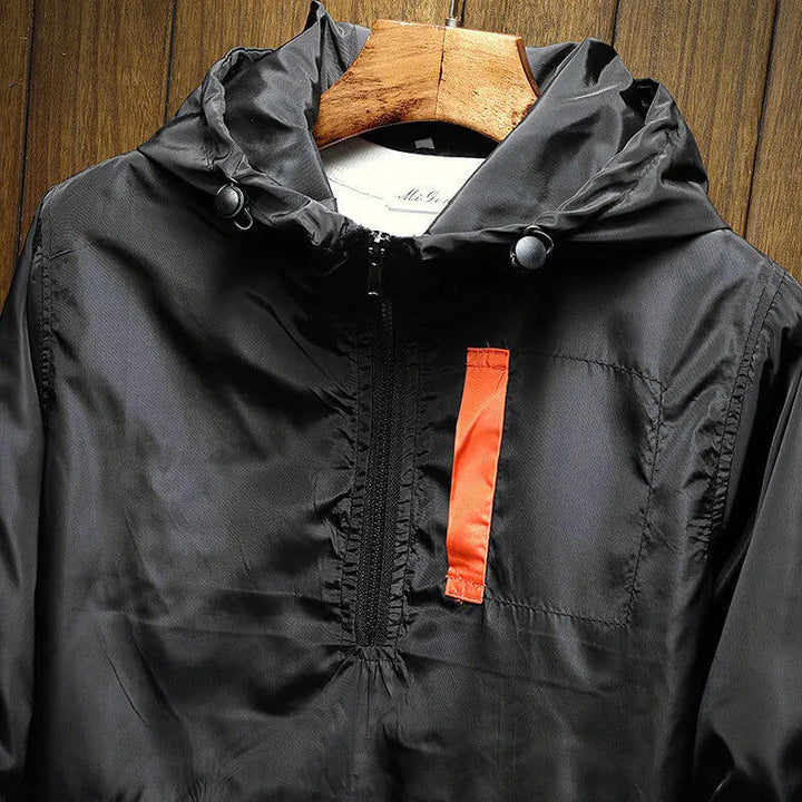 Half-Zip Hooded Windbreaker Jacket