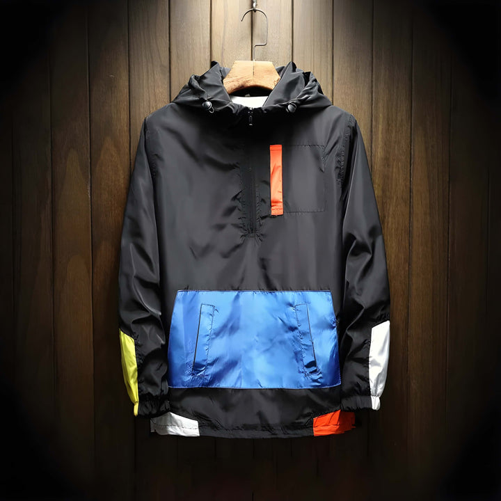 Half-Zip Hooded Windbreaker Jacket