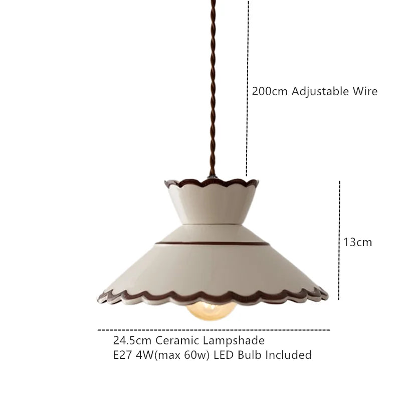 Hand-Painted Ceramic Pendant Light with Copper Details