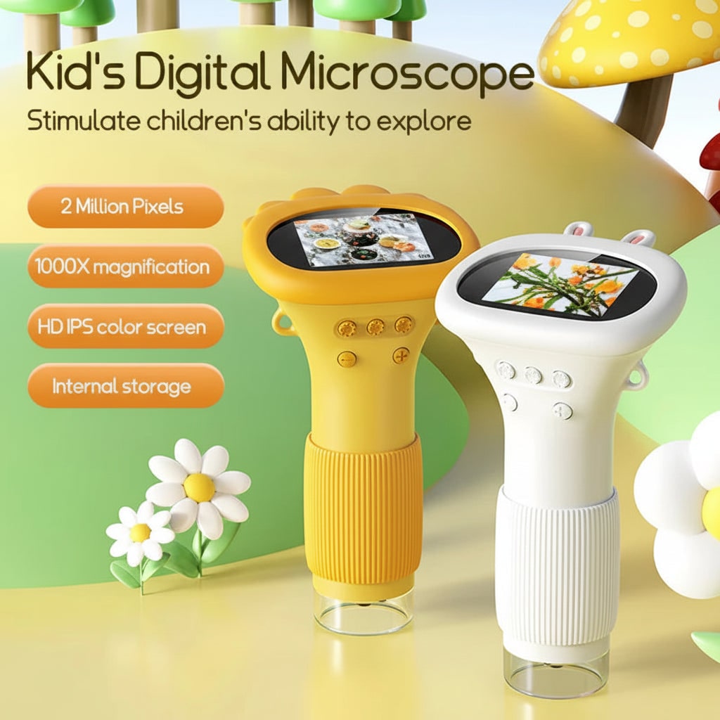 Handheld Digital Microscope with LCD Screen and Portable Wand Design