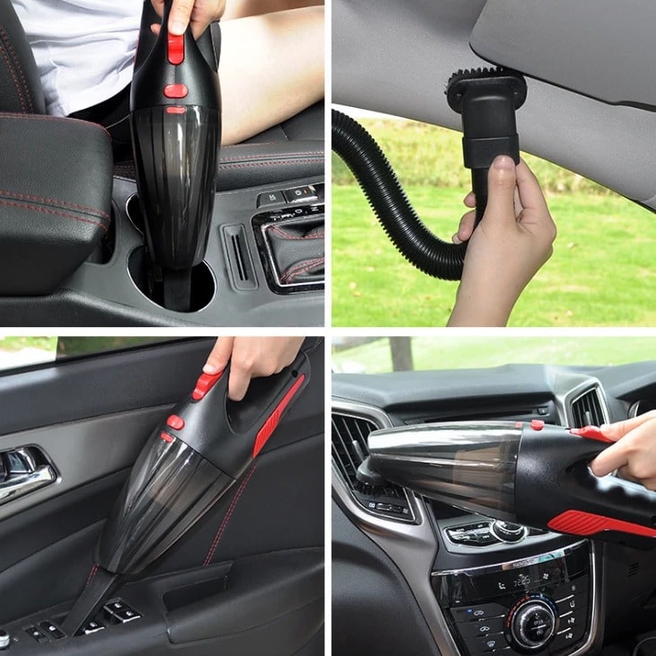Handheld Wet and Dry Car Vacuum Cleaner with HEPA Filter, Attachments and Extension Hose