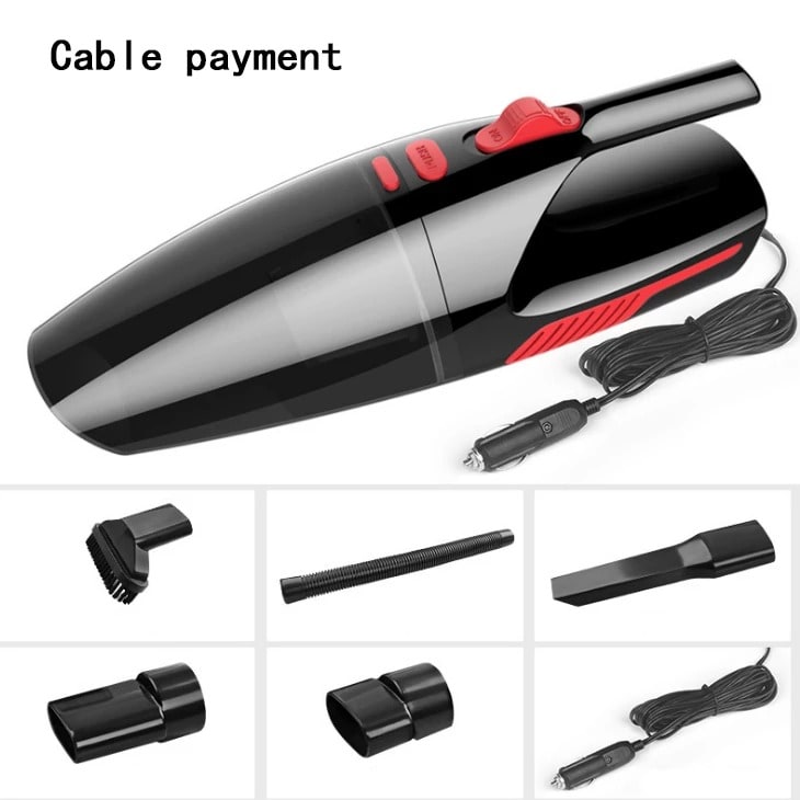 Handheld Wet and Dry Car Vacuum Cleaner with HEPA Filter, Attachments and Extension Hose