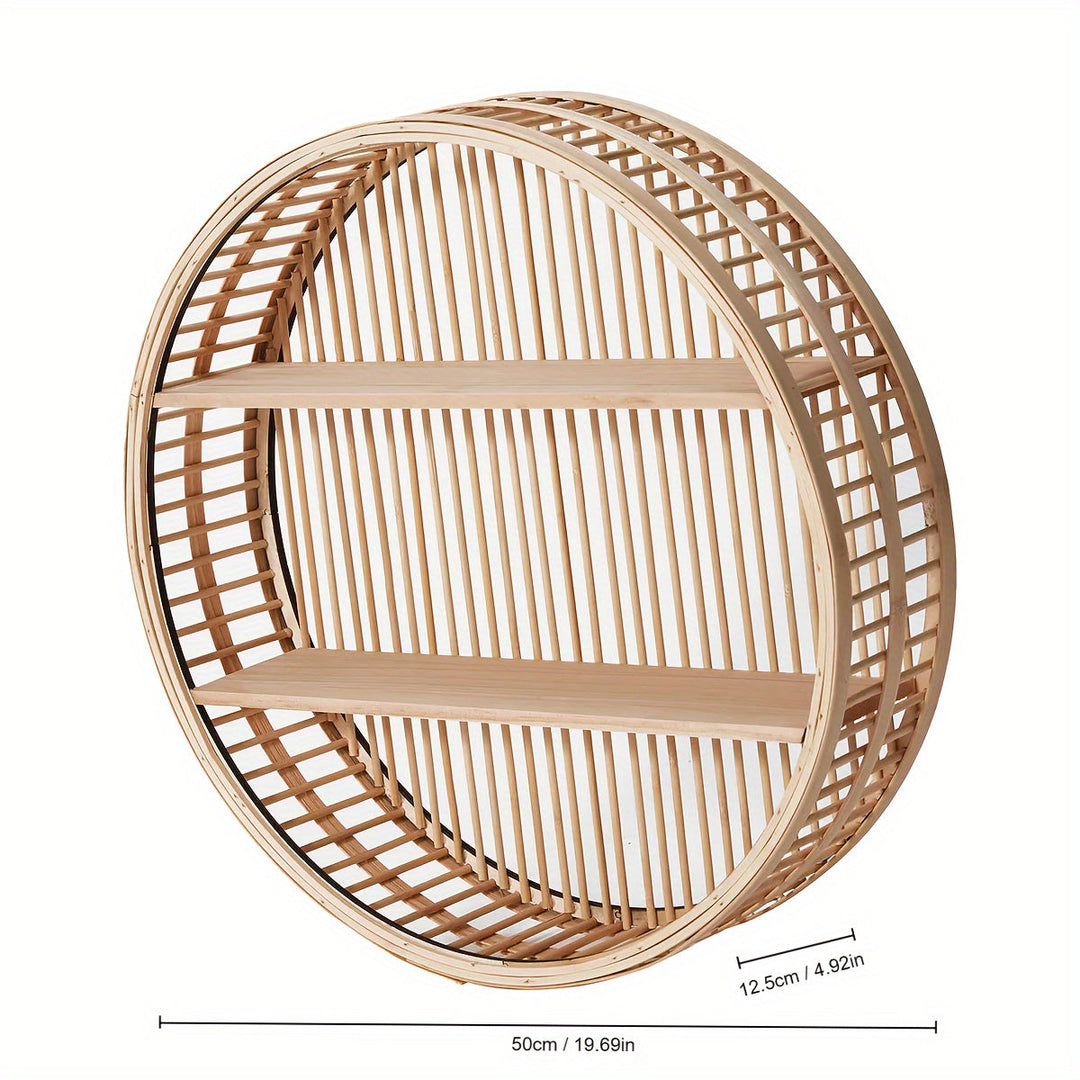 Handmade Bamboo Wall Shelf - Unique Round Design for Stylish Storage