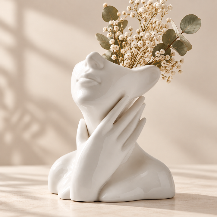 Handmade Sculpted Face Decorative Vase