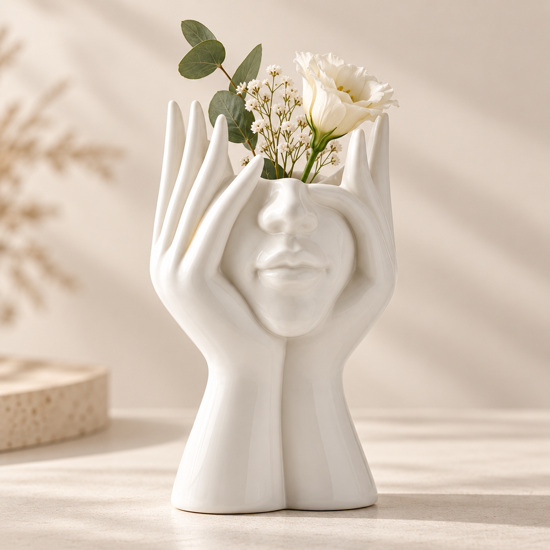 Handmade Sculpted Face Decorative Vase