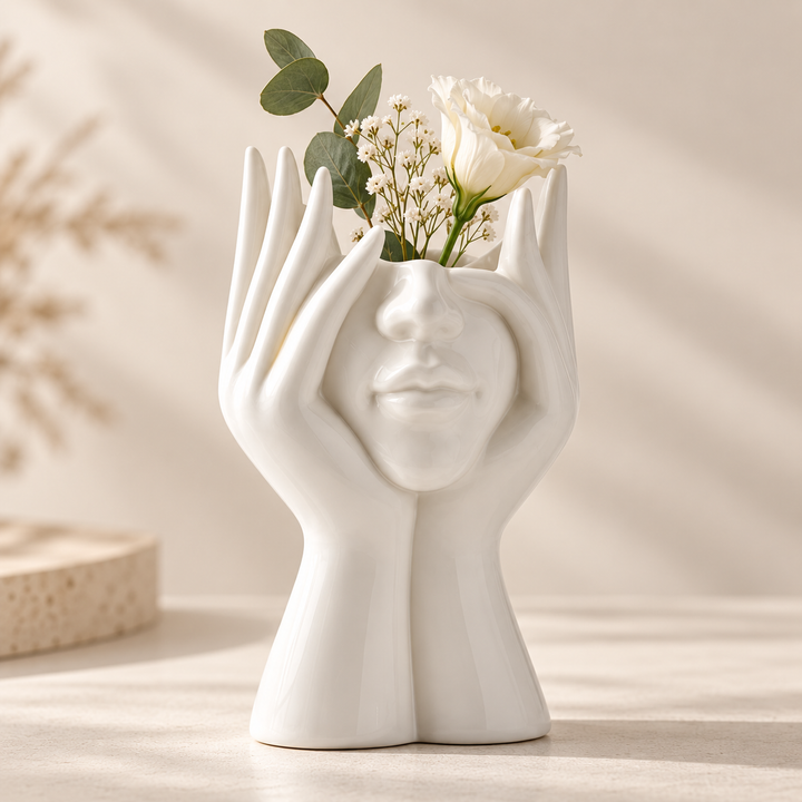 Handmade Sculpted Face Decorative Vase