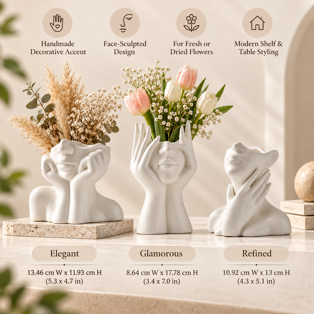 Handmade Sculpted Face Decorative Vase
