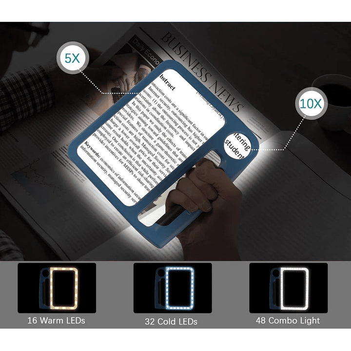 Hands-Free LED Magnifying Glass with 5x &amp; 10x Dual Lenses, 48 LEDs and USB