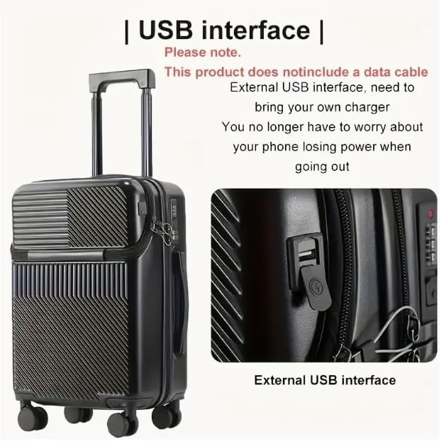 Hard Shell Carry-On with Cup Holder, USB Port &amp; TSA Lock