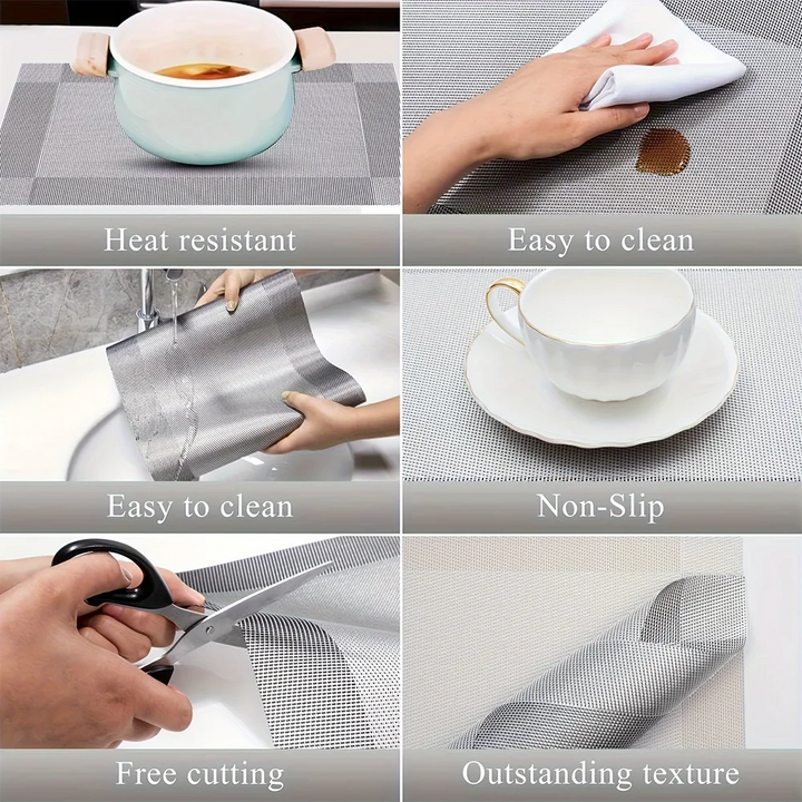 Heat-Resistant PVC Placemats - Washable &amp; Non-Slip Table Mats