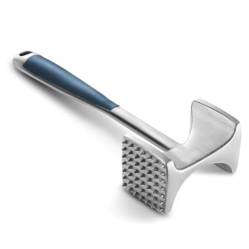 Heavy-Duty Stainless Steel Dual-Sided Meat Tenderizer with Ergonomic Non-Slip Handle