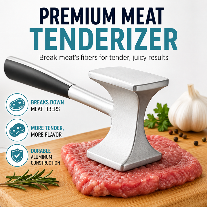 Heavy-Duty Stainless Steel Dual-Sided Meat Tenderizer with Ergonomic Non-Slip Handle