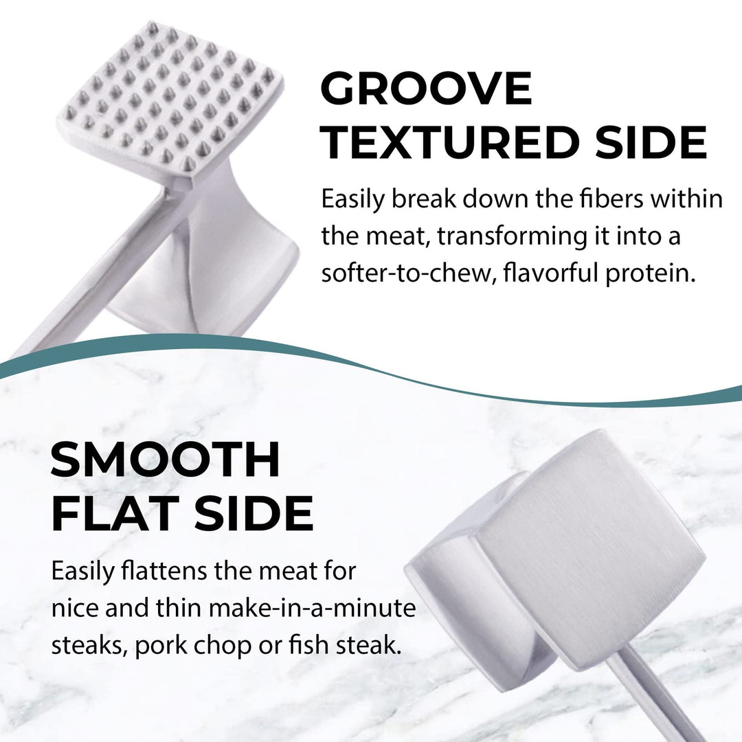 Heavy-Duty Stainless Steel Dual-Sided Meat Tenderizer with Ergonomic Non-Slip Handle