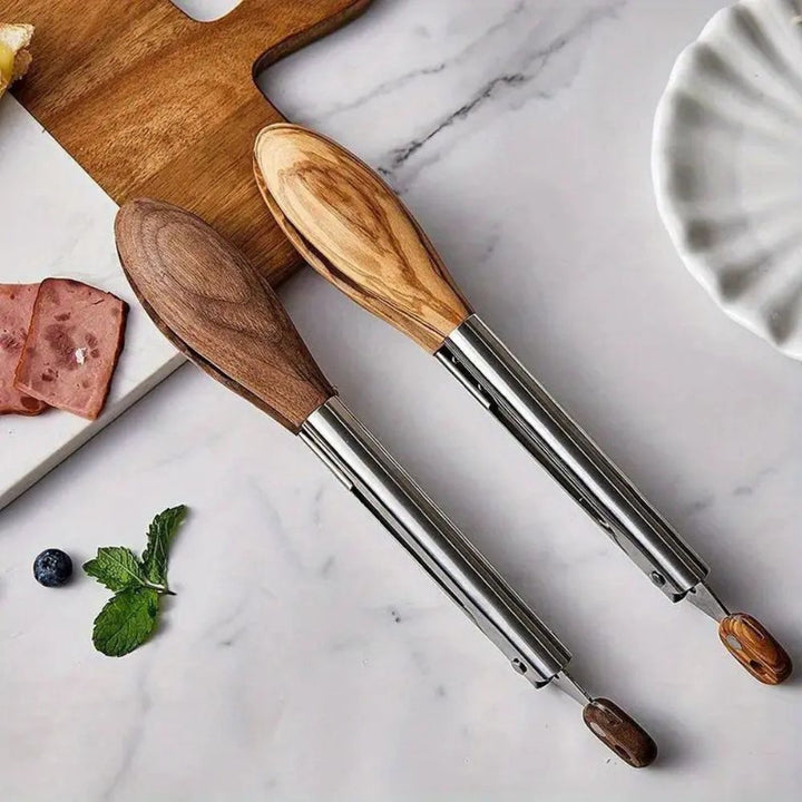 Heritage Wood &amp; Steel Tongs | Set of 2