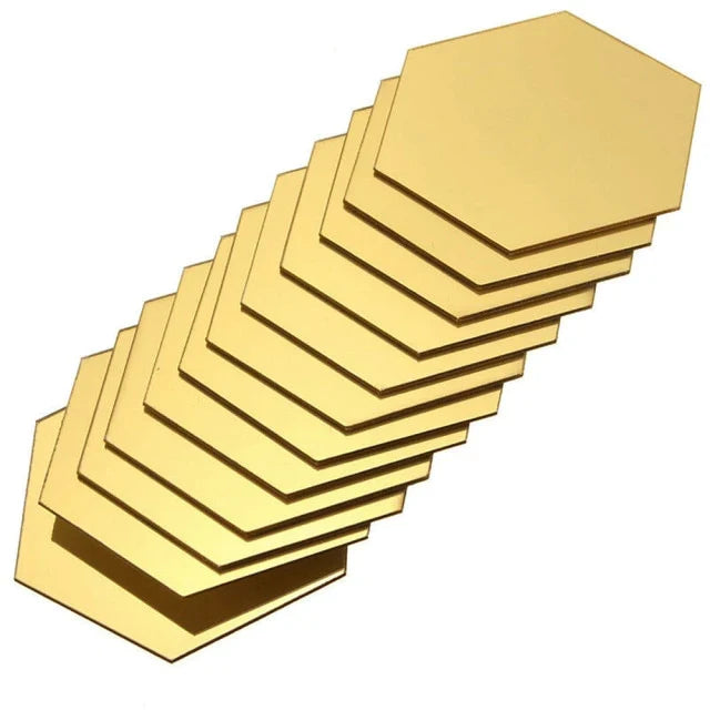 Hexagonal Self-Adhesive Mirrors (12 Pieces)