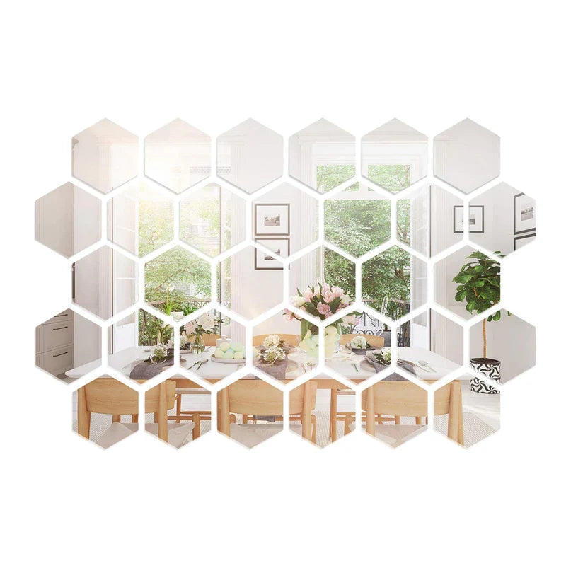 Hexagonal Self-Adhesive Mirrors (12 Pieces)
